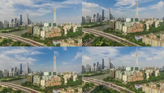 广州skyline.Timelapse / 4 k /广州,中国。高清在线视频素材下载