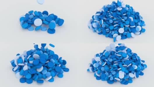 许多蓝色药丸形成了一大堆药物高清在线视频素材下载