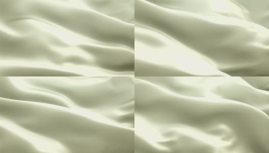 丝绸旗动画奶油色背景视频在风中飘扬。现实的白旗背景。奶油色旗帜循环特写1080p全高清镜头。令人放松的淡黄色奶油缎旗高清在线视频素材下载