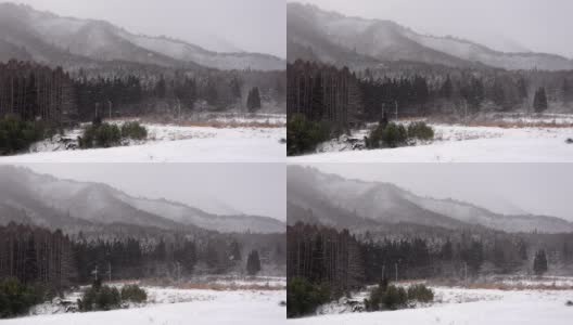 慢镜头:日本福岛山区下雪高清在线视频素材下载