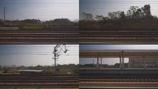 晴天广州城市火车公路旅行乘客座位窗户pov全景4k中国高清在线视频素材下载