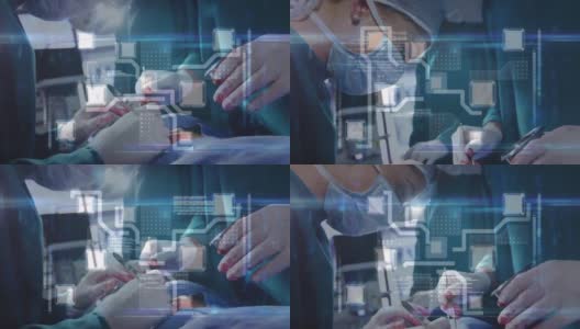 动画数据处理与网络连接的外科医生在手术室高清在线视频素材下载
