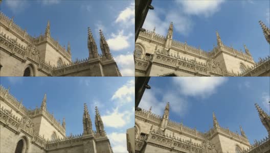 蓝天映衬着格拉纳达大教堂的尖顶高清在线视频素材下载