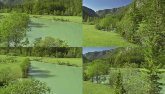 池塘边的高空高山草甸高清在线视频素材下载