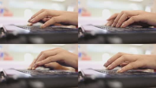 女人用手敲键盘电脑高清在线视频素材下载