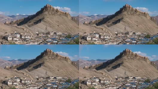 江孜要塞和西藏江孜镇。高清在线视频素材下载