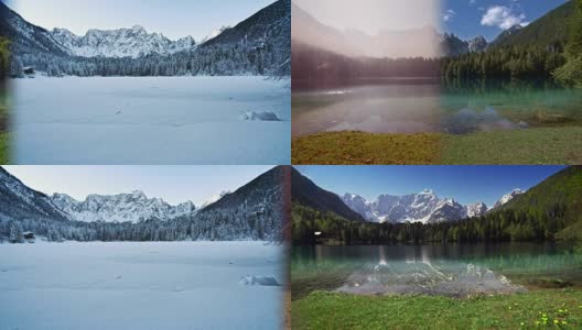 四季的山湖高清在线视频素材下载