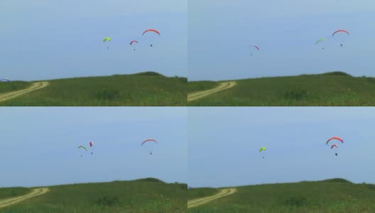 滑翔伞在天空高清在线视频素材下载