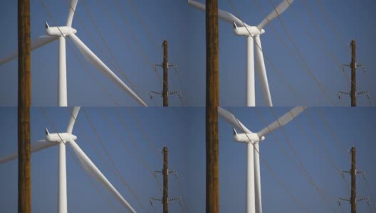 Wind turbine and power lines高清在线视频素材下载
