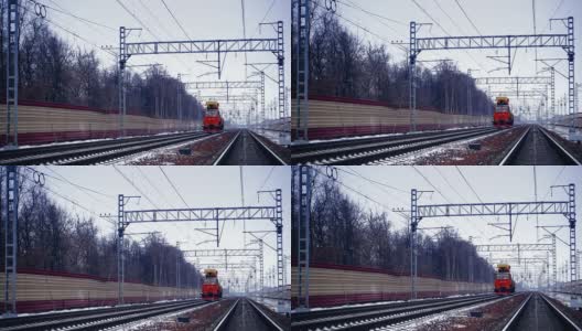 铁路上的维修列车高清在线视频素材下载