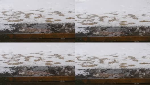 雪融化，慢慢落下雨滴高清在线视频素材下载