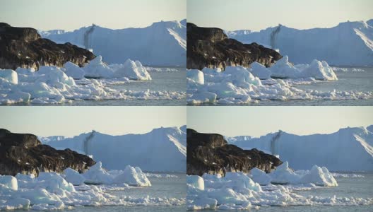 格陵兰岛北冰洋上的巨大冰山高清在线视频素材下载