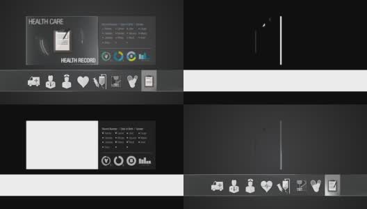 医疗保健内容的医疗记录图标。技术医疗服务。数字显示应用程序。高清在线视频素材下载