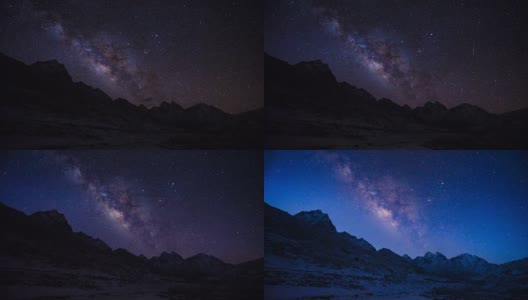 尼泊尔喜马拉雅山脉上的银河系天文学。Nuptse山，Everest山和Ama Dablam山。高清在线视频素材下载