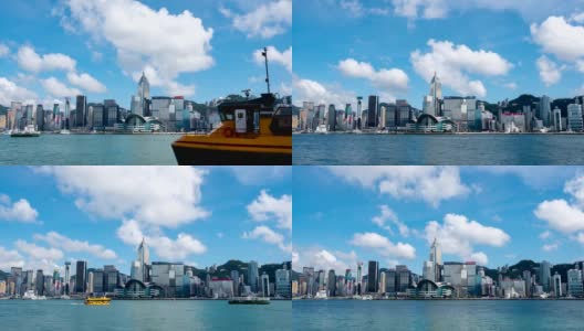 香港维多利亚港天际线-时光流逝高清在线视频素材下载