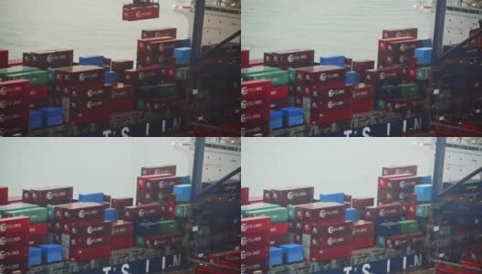 4k Dci中国香港青衣货柜码头日照时间，物流高清在线视频素材下载