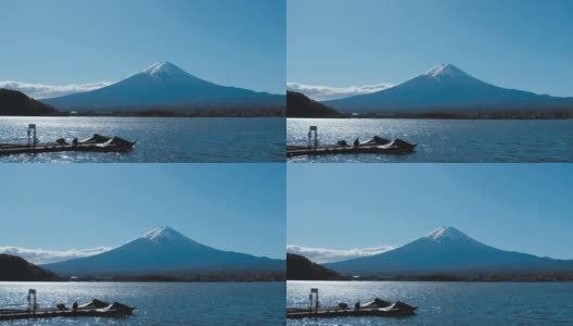 日本川口千子湖的富士山高清在线视频素材下载