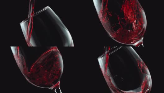 红酒在水晶酒杯中形成波浪(慢镜头1000fps高清在线视频素材下载