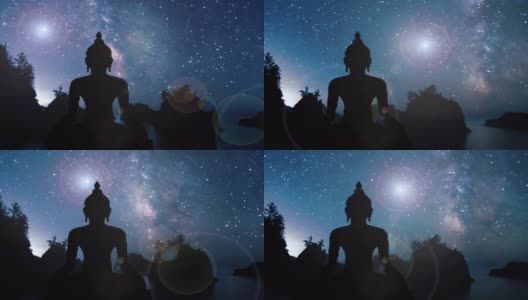 佛的剪影在夜空景观高清在线视频素材下载