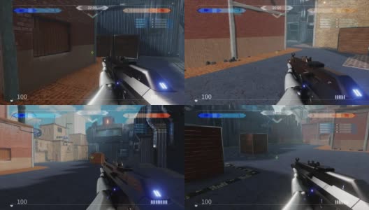 3D游戏攻略，带有射击武器的第一人称射击游戏，穿越地图高清在线视频素材下载