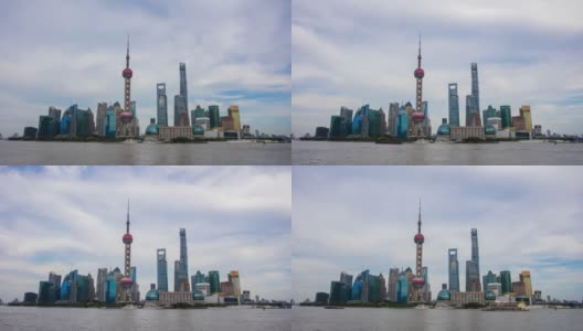 从上海外滩看上海浦东的时间间隔(Hyper-move)，中国高清在线视频素材下载