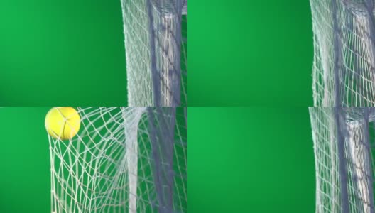 足球进球网，足球-超级慢动作-色度键绿幕高清在线视频素材下载