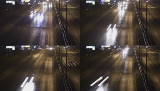 夜间高速公路繁忙的时间高清在线视频素材下载