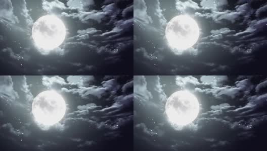万圣节的月亮和黑暗的天空高清在线视频素材下载