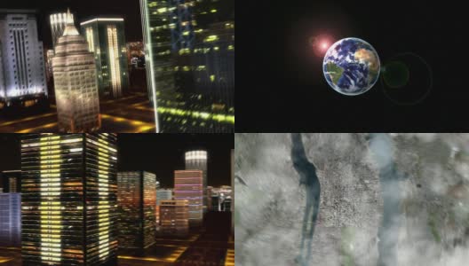放大地球和3D城市高清在线视频素材下载