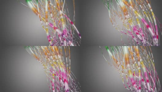 精彩的动画与彩色条纹波对象在慢动作和文本空间，4096x2304循环4K高清在线视频素材下载