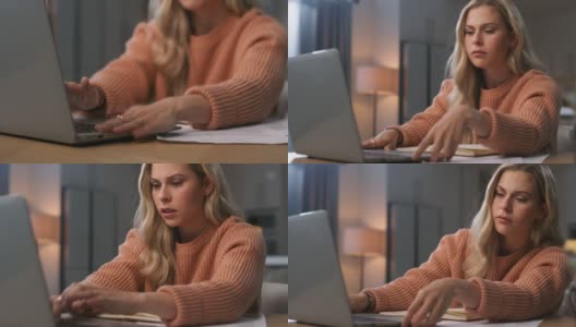 一个年轻女人对着笔记本电脑发火的4k视频高清在线视频素材下载