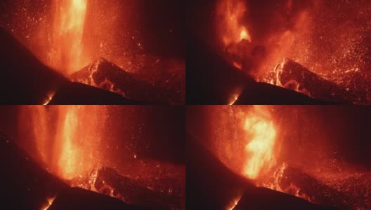 夜间爆发的火山熔岩喷发高清在线视频素材下载
