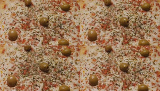 意大利披萨，橄榄和调味品高清在线视频素材下载