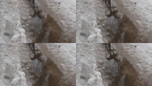 春雪在路上融化高清在线视频素材下载