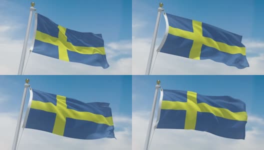 4k瑞典国旗高清在线视频素材下载