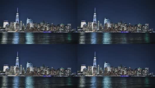《曼哈顿之夜的时间流逝》纽约市，美利坚合众国。高清在线视频素材下载