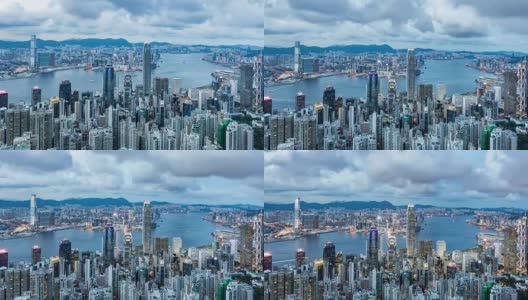 香港天际线和维多利亚湾的日积月累高清在线视频素材下载