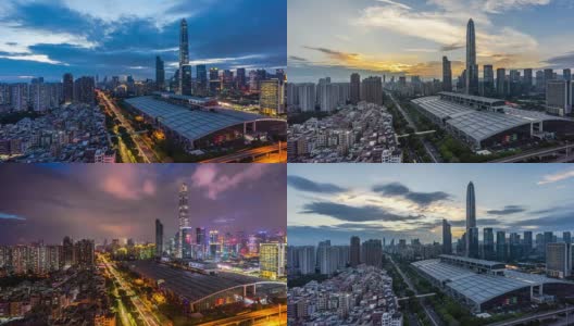 深圳现代建筑外观，时光流逝高清在线视频素材下载