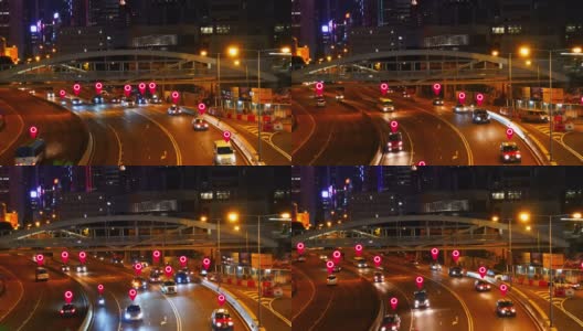 谷歌地图符号出现在首都街道上使用应用地图GPS的车辆上。高清在线视频素材下载