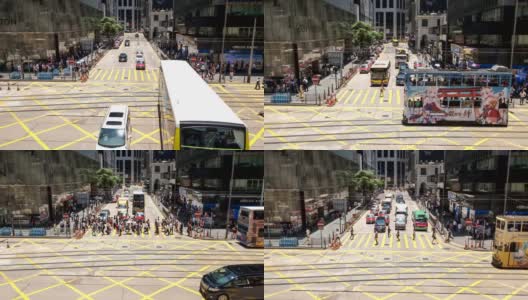 香港中环- 2019年6月14日:香港中环的行人、巴士及交通状况-颠覆高清在线视频素材下载