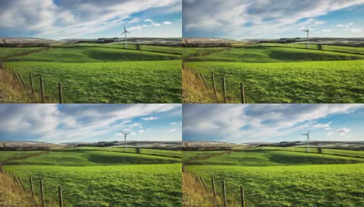 乡村景观中的风力涡轮机高清在线视频素材下载