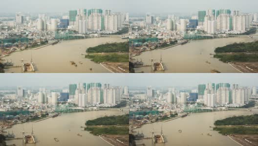 越南胡志明市的城市,。间隔拍摄。空中的观点高清在线视频素材下载