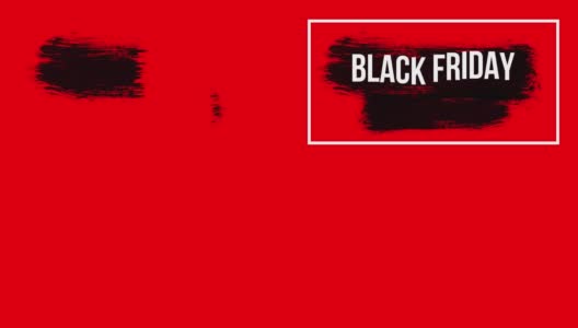 动画黑色星期五文字与黑色笔刷在红色背景高清在线视频素材下载