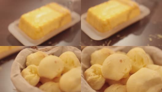 巴西奶酪面包'pao de queijo'。米纳斯吉拉斯的典型小吃。高清在线视频素材下载