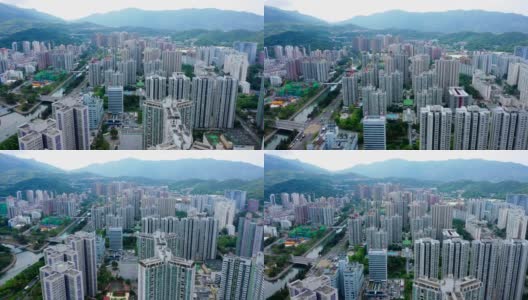 香港大埔新市镇的无人机瞰图高清在线视频素材下载