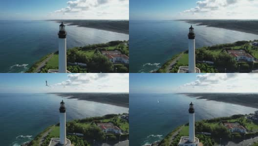 夏日的比亚里茨灯塔和大西洋，法国高清在线视频素材下载