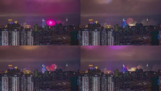 夜晚灯光照亮澳门著名烟花城市珠海天台全景4k时间流逝中国高清在线视频素材下载