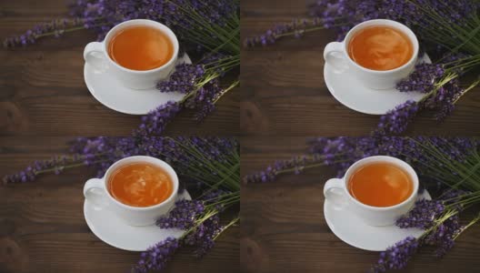 美味的绿茶在美丽的玻璃碗在桌子上高清在线视频素材下载