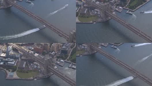 航拍:繁忙的威廉斯堡大桥高速公路上的交通状况横跨东河高清在线视频素材下载
