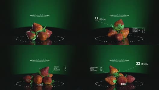 草莓含有维生素、微量元素和矿物质的信息图。能量，卡路里和成分高清在线视频素材下载